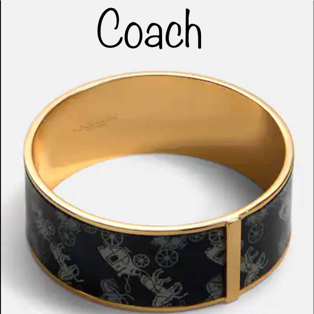 VINTAGE COACH Navy Blue Horse and Carriage Gold Bangle NWT RARE FIND!